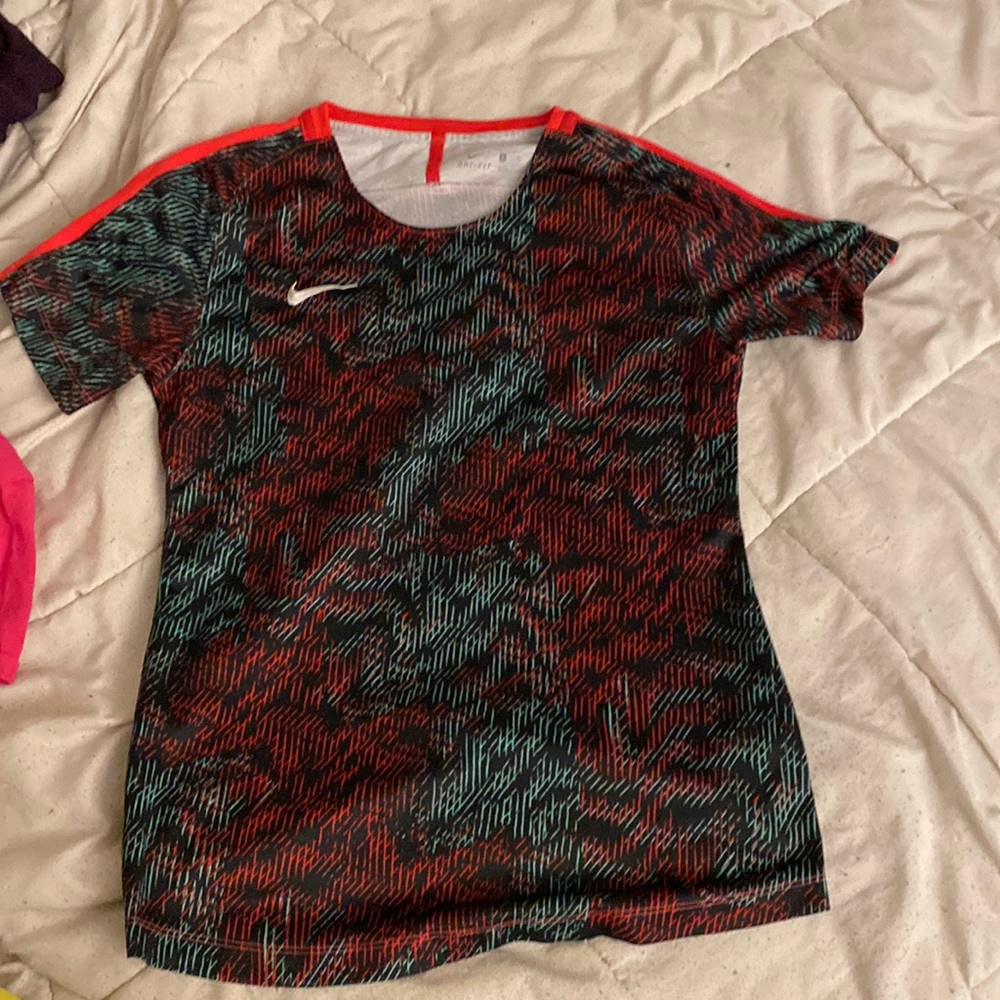 Girl's Nike Dri fit short sleeve top blue red pink